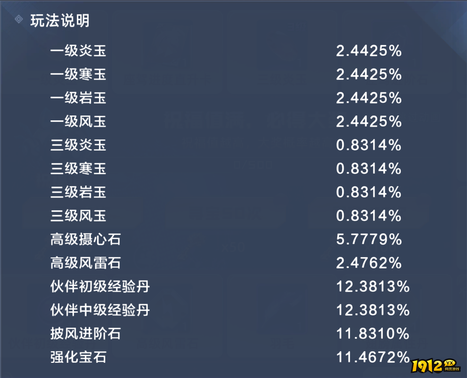 《灵武世界0.05折》概率公示