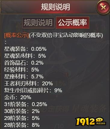 《龙域世界》概率公示