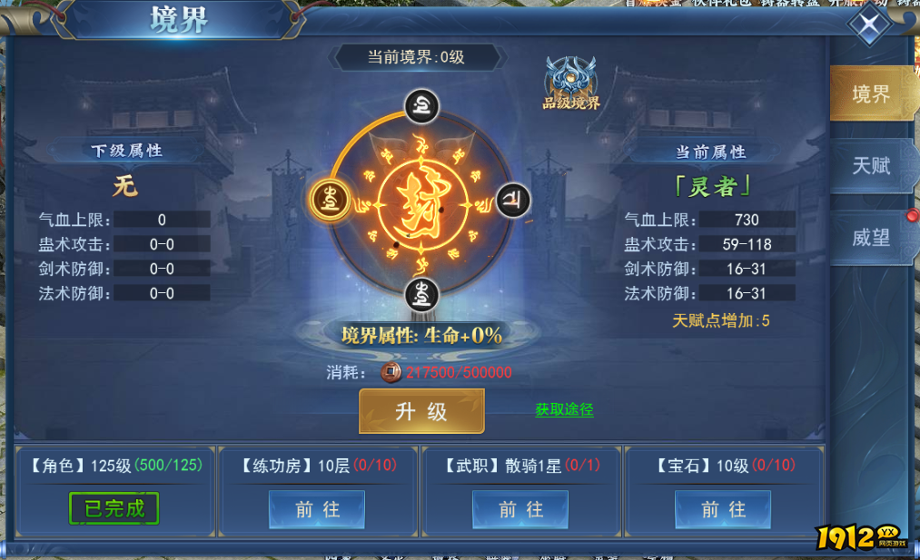 《征唐》境界系统